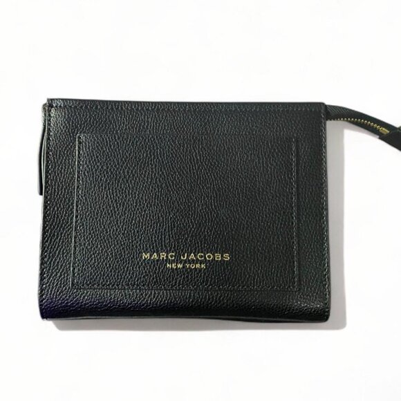 NWOT- Marc Jacobs Womans The Grind Leather Cosmetic Bag/Clutch Black - Picture 1 of 4